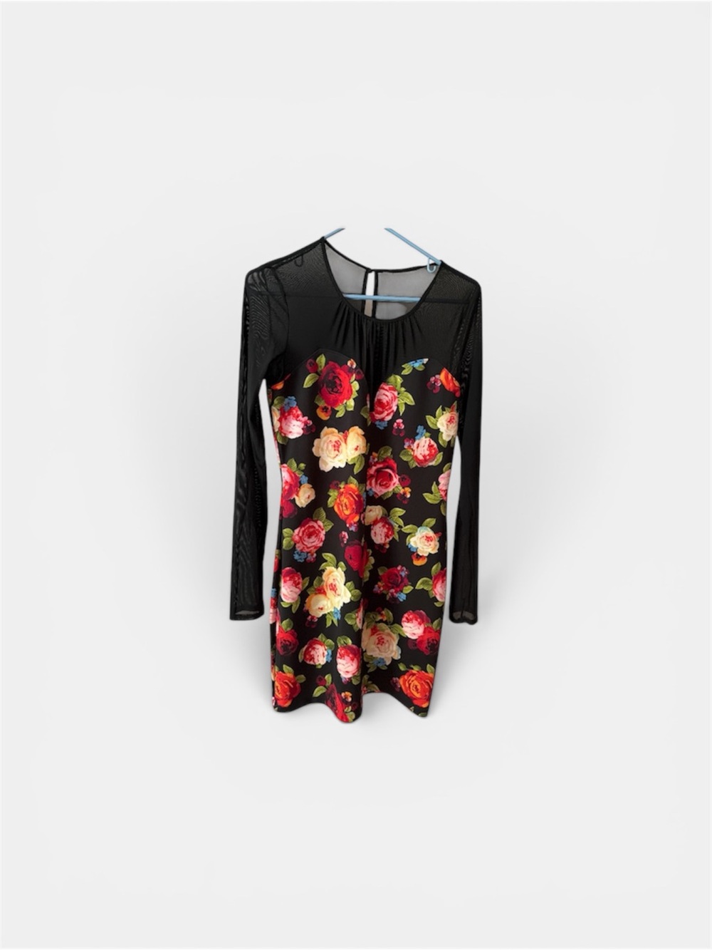 Floral Mesh Sleeve Dress
